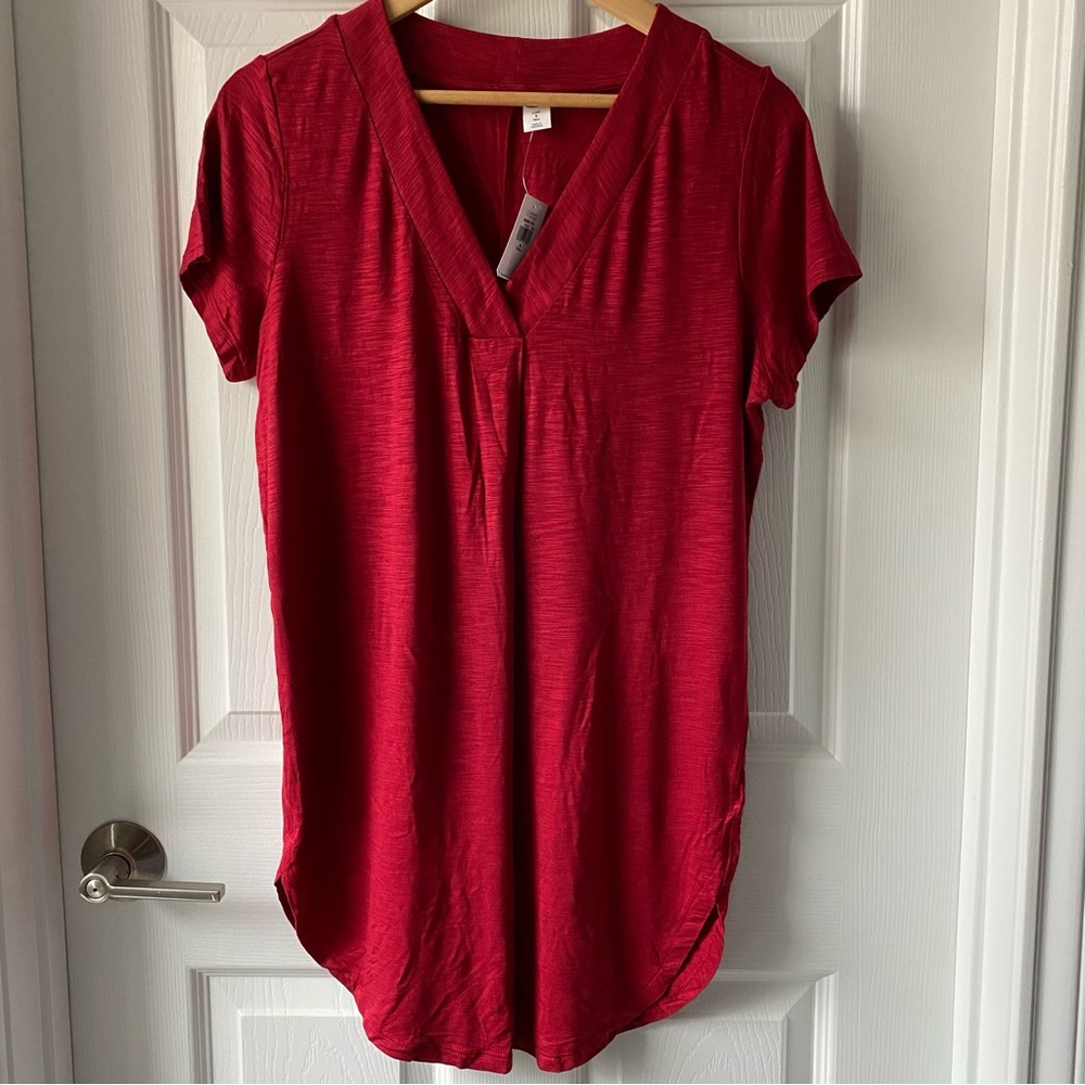 NEW Old Navy Tall Size V Neck Long Knit Top - Ruby Red - Size Small Tall